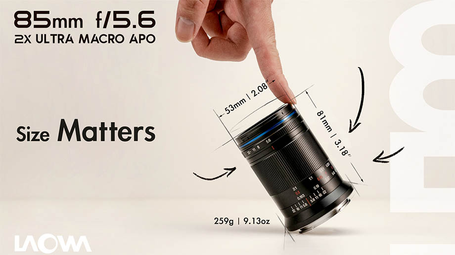Venus Optics представила Laowa 85mm F5.6 Ultra Macro для Sony E, Nikon Z, Canon RF и Leica M