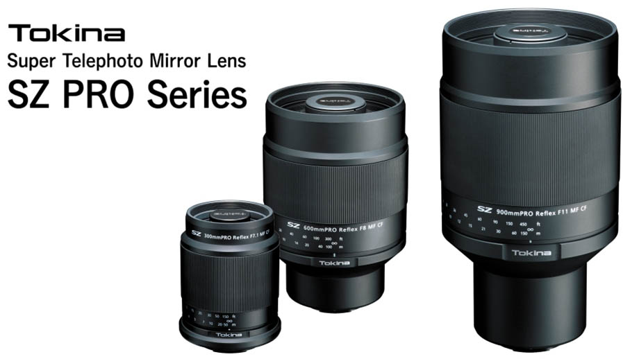Представлены зеркальные телеобъективы Tokina SZ PRO Reflex 300mm F7.1, 600mm F8 и 900mm F11 для APS-C камер Sony, Fujifilm и Canon EOS M